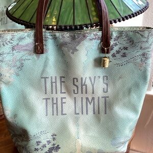 Aqua Floral Tote reads the sky’s the limit
